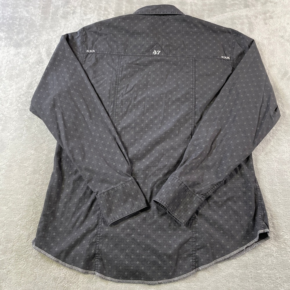 Rock 47 Wrangler Shirt Mens XL Black Skull Geometric Pearl Snap Western Flap - Picture 11 of 12